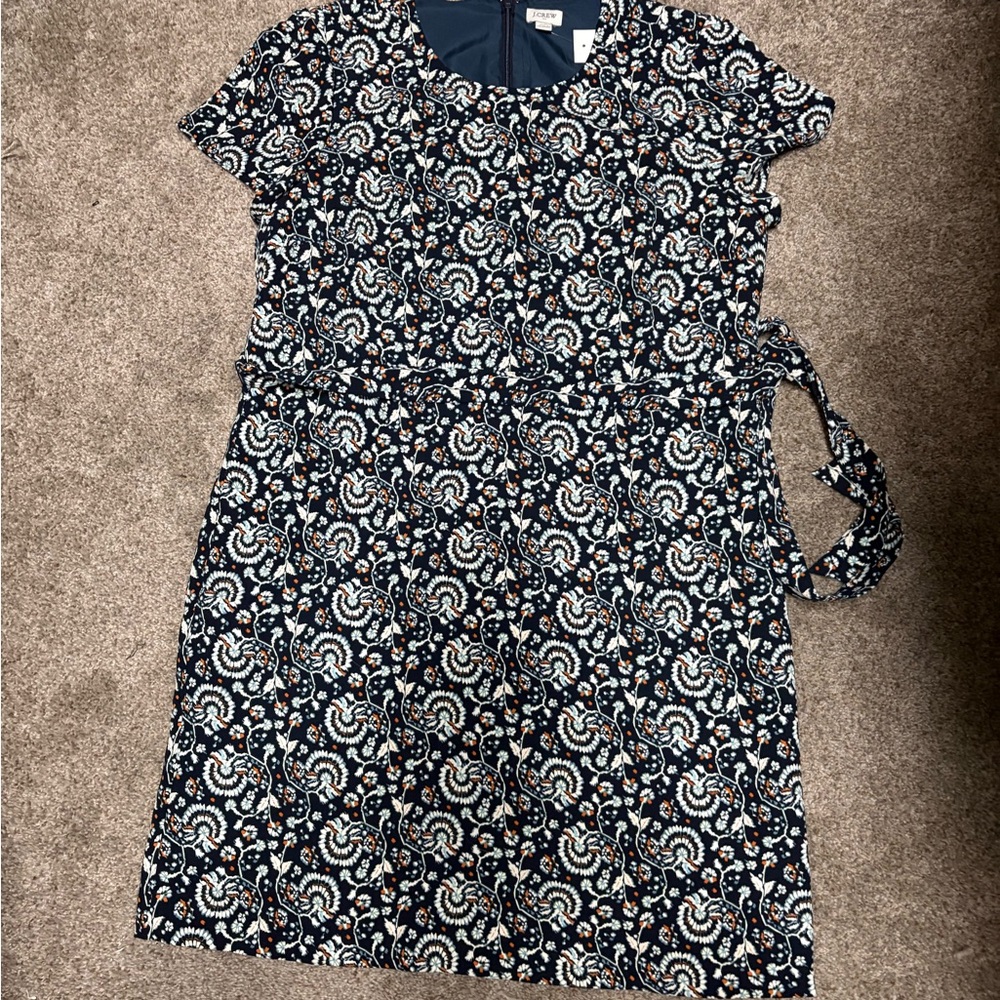 J. Crew Navy and White Patterned Mini Dress